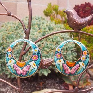 Hand Painted Copper Earrings